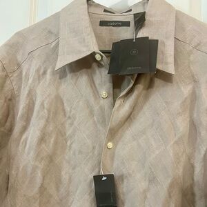 Men’s Liz Claiborne Beige Linen Button-Up Shirt Size XL NWT
